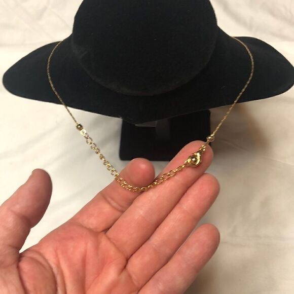 4/$25 Gold necklace with green and peach s… - Picture 5 of 5